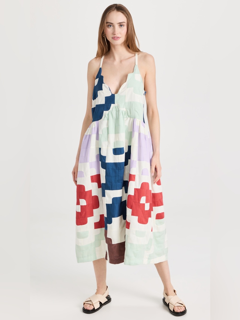 SEA NEW YORK Cari Patchwork Slip Dress Size XS Tank Sleeveless